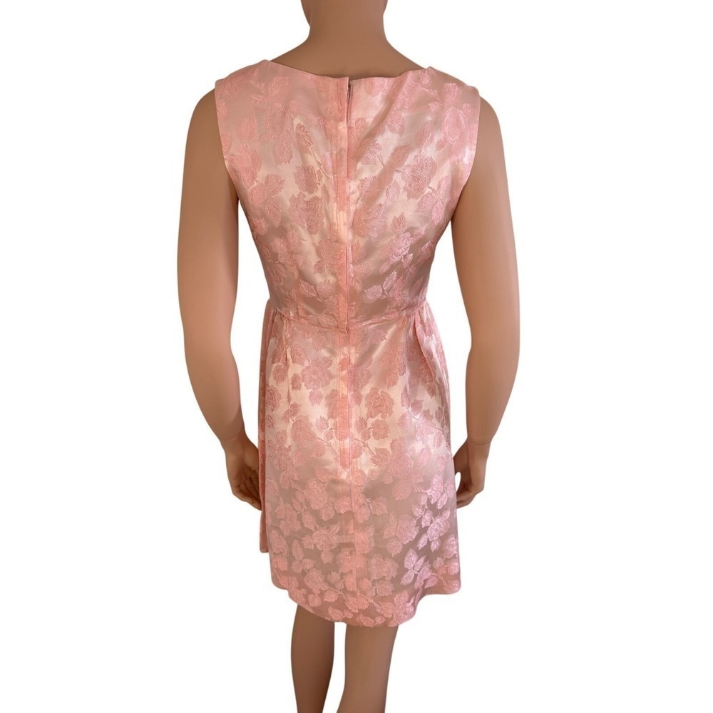 Vintage 60s Pink Damask Floral Dress and Jacket Set Home Sewn MCM Mod 2pc - Picture 3 of 16